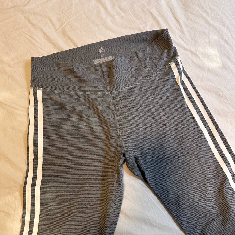 Adidas Gray Leggings with Classic Stripes
